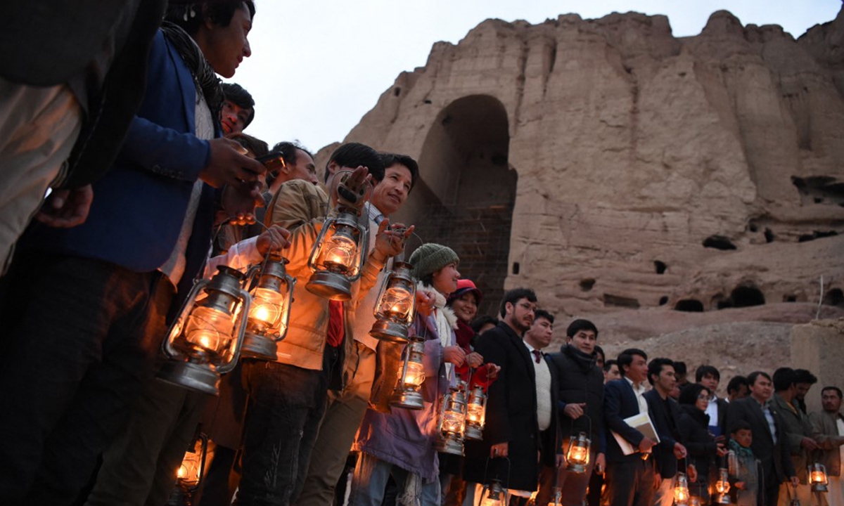 Bamiyan people near Buddhas